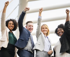 Group with hands in air