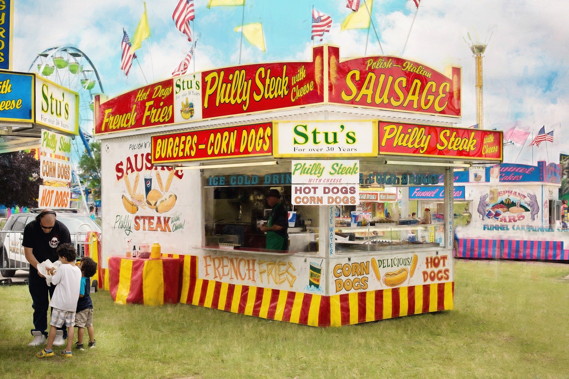 Carnival vendor selling sandwiches